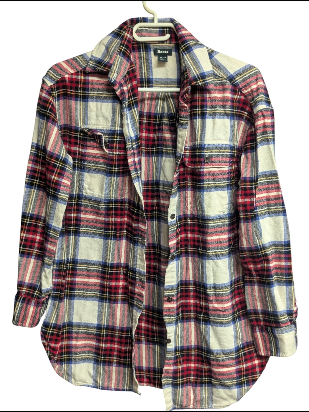 Roots Plaid Flannel Shacket Oversized Shirt Jacket XS - Picture 2 of 11